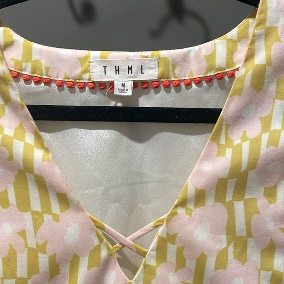 THML Womens Dress in Yellow with Pink flowers - Picture 2 of 3